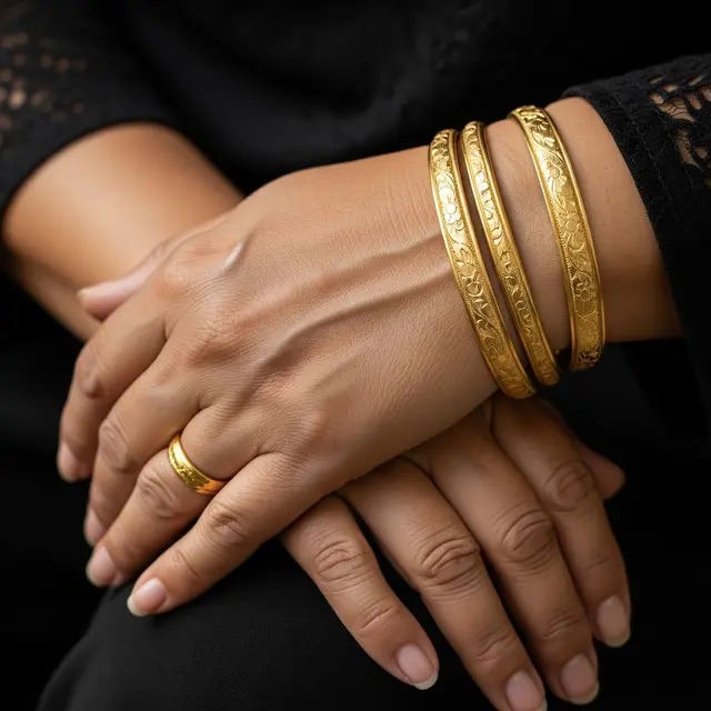 9 Gelang Emas Ukir Halus tapi Bernilai Tinggi untuk Wanita Usia 50+, Pesona Abadi