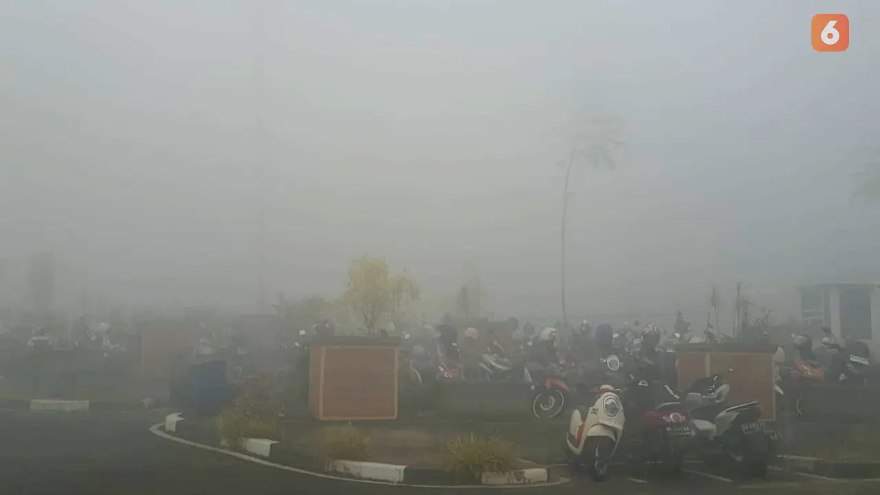 kabut asap karhutla di bandara internasional syamsudin noor kalimantan selatan kalsel