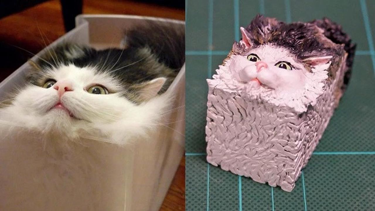 Seniman Jepang Ini Buat Patung yang Terinspirasi dari Foto Unik Kucing