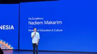 Mendikbud Nadiem Makarim dalam acara Google for Indonesia (Liputan6.com/ Agustin Setyo W).