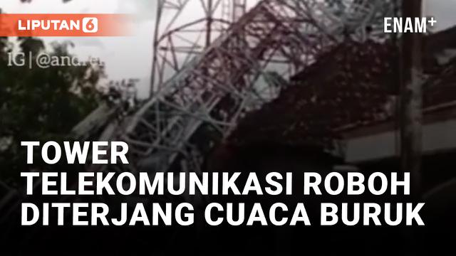 Rumah di Sukoharjo Tertimpa Tower Telekomunikasi Akibat Terjangan Puting Beliung