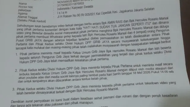 Surat pernyataan bersama antara Ahmad Bahar dengan Grib Jaya
