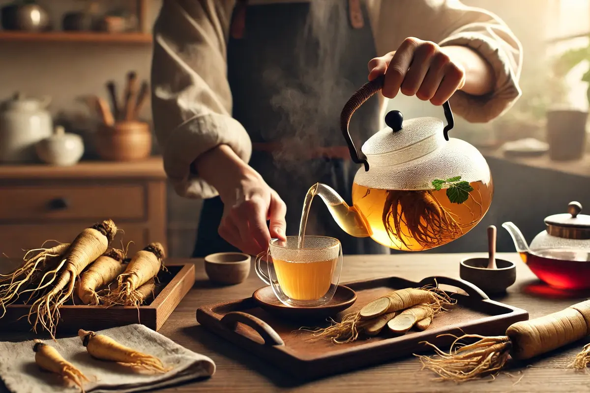 orang sedang membuat teh ginseng