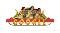 Google Doodle Rayakan HUT ke-73 RI, Ilustrasi Lomba Balap Karung Tampil