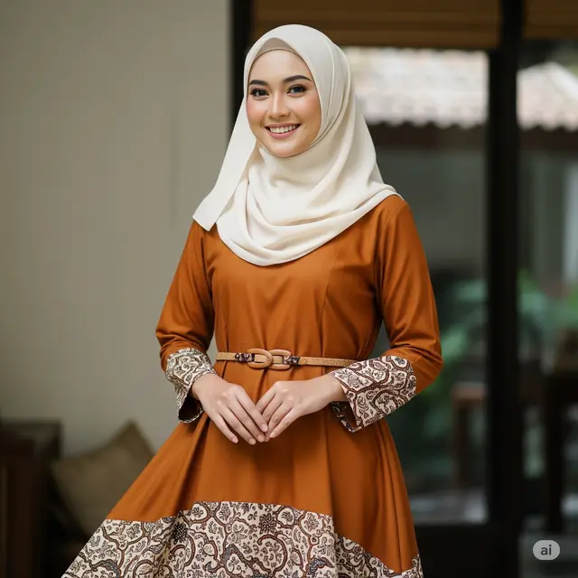 Gamis A-Line Batik Motif Kawung