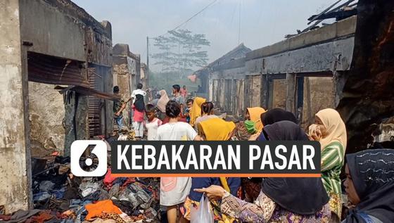 VIDEO: 250 Kios di Pasar Baros Pandeglang Ludes Terbakar
