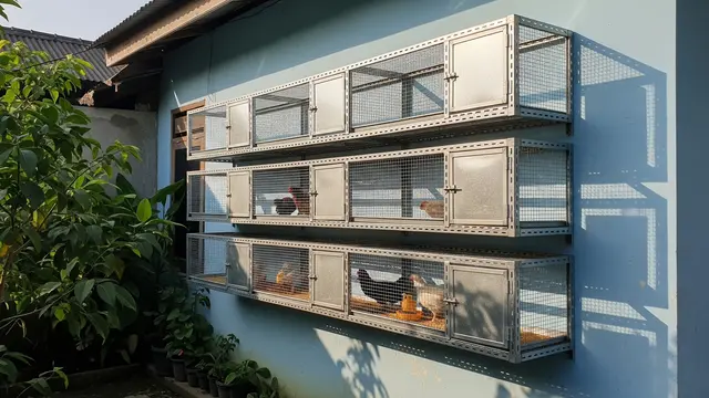 Kandang Ayam dari Besi Siku Lubang Model Dinding Tempel
