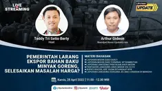 Liputan6 Update Kamis, 28 April 2022 pukul 11.00 WIB menyajikan laporan dari segala penjuru dengan tema Pemerintah Larang Ekspor Bahan Baku Minyak Goreng, Selesaikan Masalah Harga?

Laporan Langsung
- Laporan Mudik dari Garut
- Laporan Mudik dari...