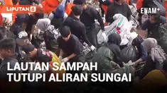 Ratusan Massa Bersihkan Lautan Sampah yang Tutupi Aliran Sungai Usai Viral di Media Sosial