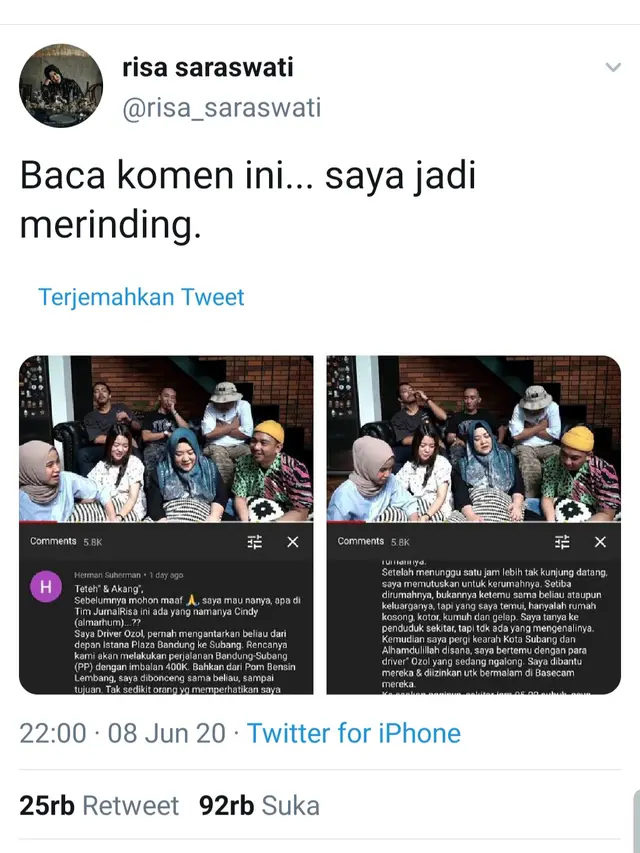 Unggahan Risa Saraswati. (Foto: Twitter @risa_saraswati)