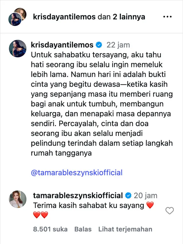 Unggahan Krisdayanti. (Foto: Dok. Instagram @krisdayantilemos)