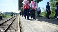 Menteri Perhubungan Budi Karya Sumadi saat   meninjau Stasiun Pondok Rajeg, Cibinong, Bogor, Rabu (11/8/2021).