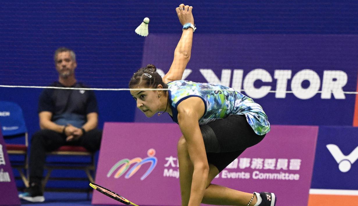 Kali ini Carolina Marin harus mengakui keunggulan Gregoria Mariska Tunjung. (Peter PARKS/AFP)