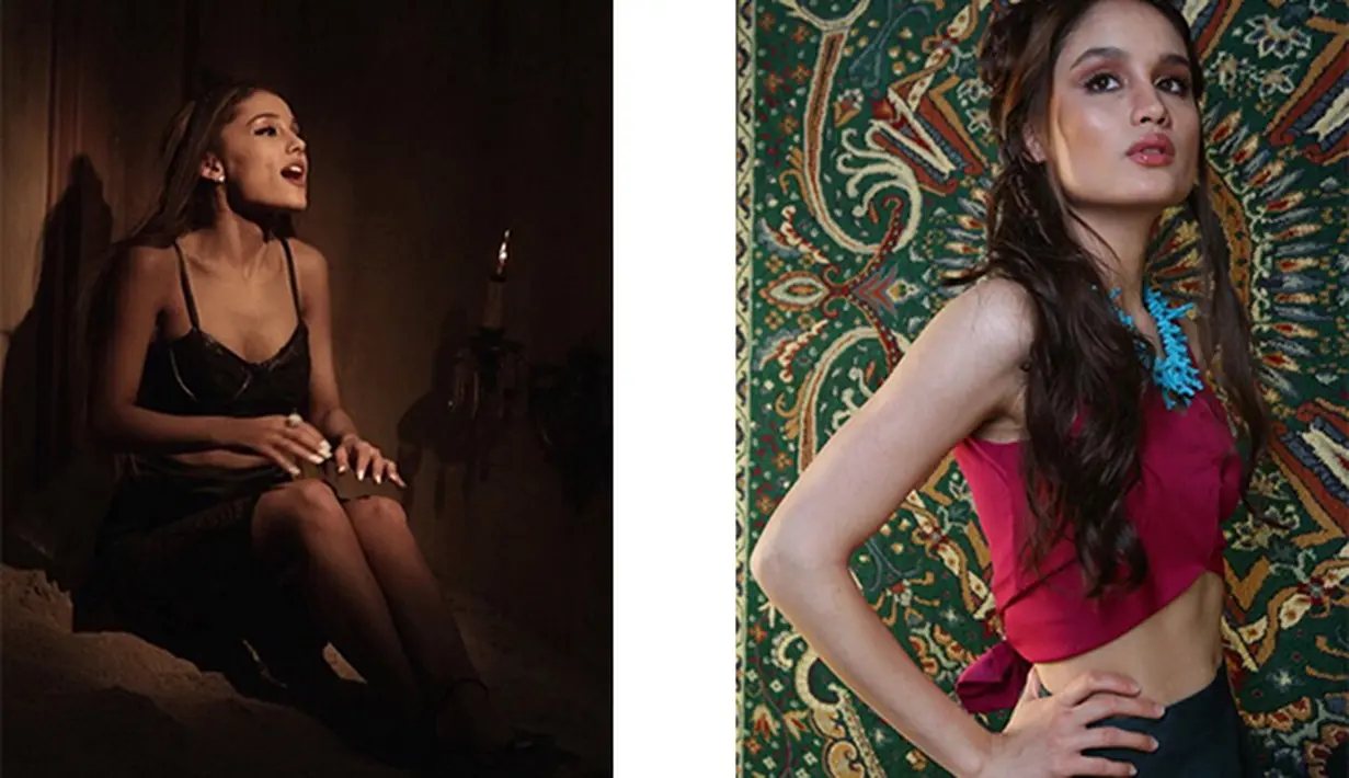 Dari beberapa pose sangat sulit bedakan mana Cinta Laura dan mana Ariana Grande. (Via Instagram/@claurakiehl - @arianagrande)