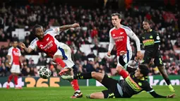 Berstatus tuan rumah dan unggul 7-1 pada leg pertama 16 besar Liga Champions 2024/2025, Arsenal tampil percaya diri. (Glyn KIRK/AFP)