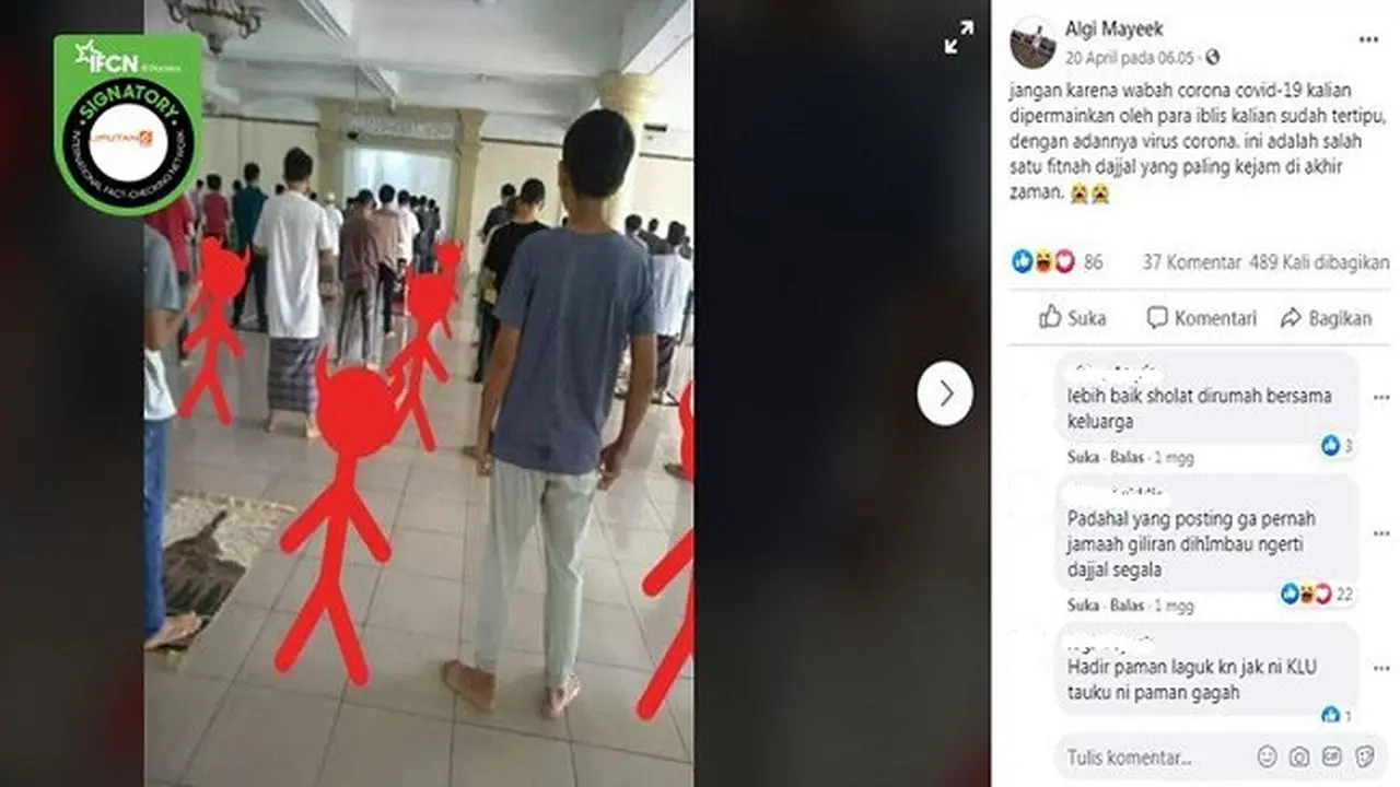Gambar Tangkapan Layar Foto Sejumlah Orang Salat Berjamaah