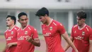 Para pemain tampak serius mengikuti sesi latihan terakhir jelang lawan Mozambik di Lapangan Madya, Senayan, Jakarta, pada Senin (8/6/2026). (Bola.com/Abdul Aziz)