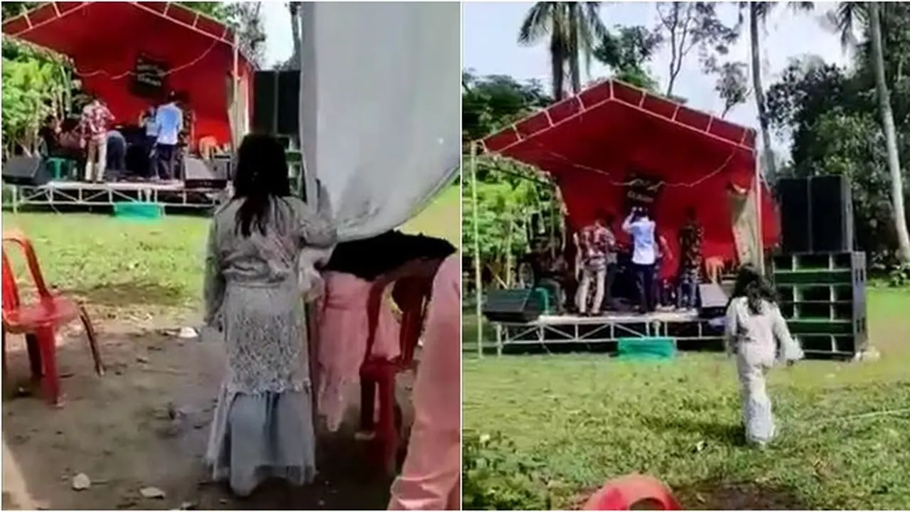 Kesal Lihat Sang Ayah Asyik Sawer Biduan, Reaksi Anak Perempuan Ini Bikin Ngakak
