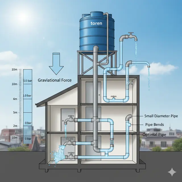 Tinggi Ideal Toren Air (Foto: Gemini AI)