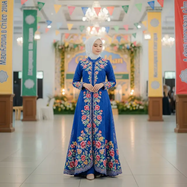 9 Model Gamis Motif Bunga Muslimah untuk Perayaan Maulid Nabi 2025