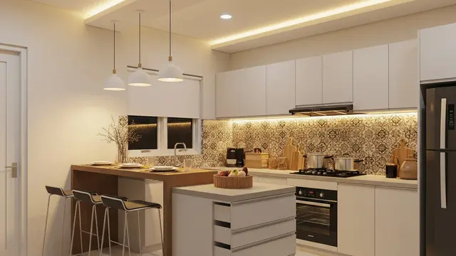 Dapur dengan Kitchen Island Multifungsi