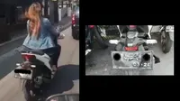 Seorang wanita diamankan polisi setelah nekat tutup pelat nomor dengan lakban (Instagram/@inipolisiindonesia)