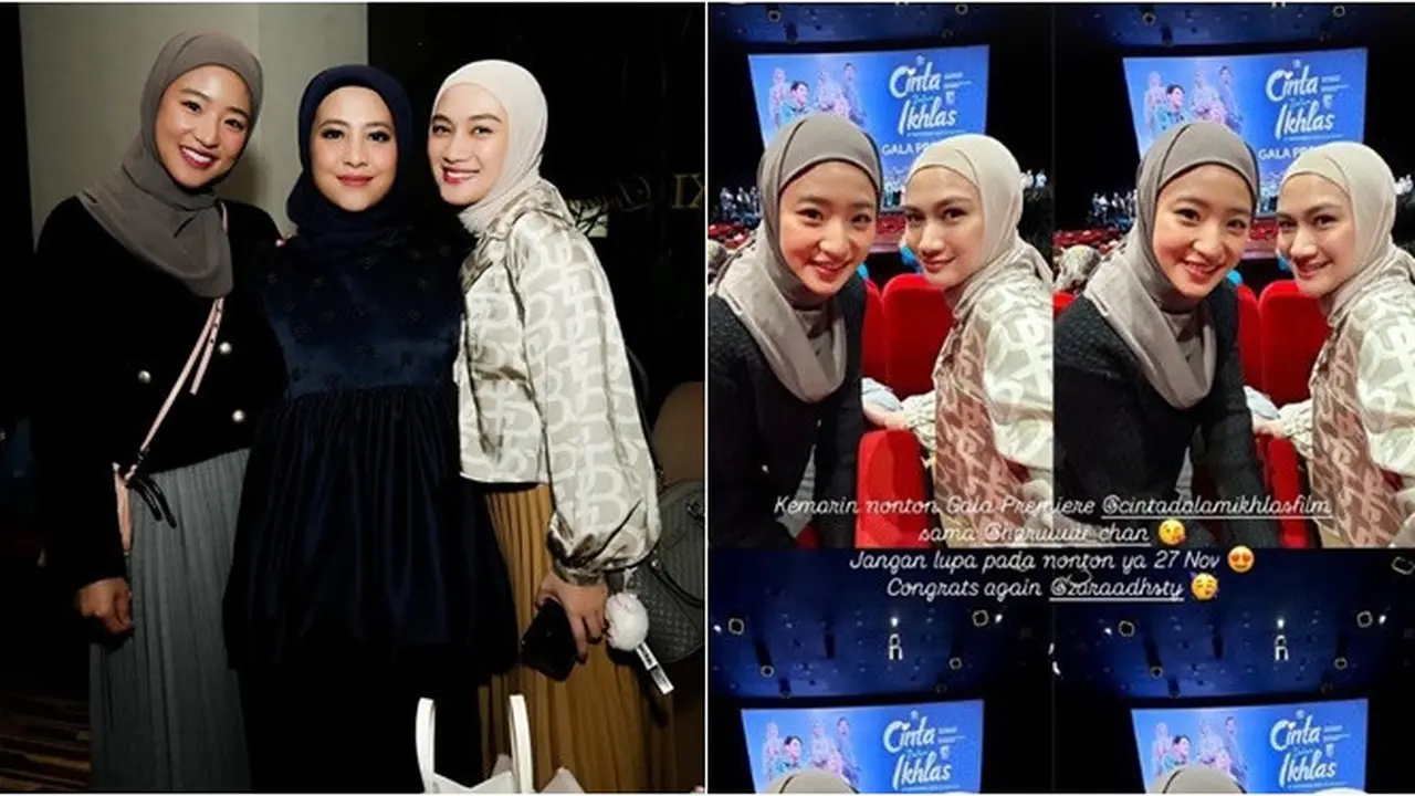 6 Potret Haruka dan Melody Dukung Adhisty Zara di Premiere Film Cinta Dalam Ikhlas