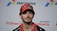 Pecco Bagnaia pada MotoGP Mandalika 2024. (BAY ISMOYO / AFP)