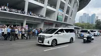 Capres nomor urut 2 Prabowo Subianto tiba di Stadion Utama Gelora Bung Karno (GBK), Senayan, Jakarta untuk menghadiri kampanye akbar terakhir Prabowo-Gibran, Sabtu 10 Februari 2024. (Liputan6.com/Ady Anugrahadi)