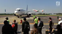 Aktivitas penerbangan di Bandara Adisutjipto, Yogyakarta, Minggu (6/5). Angkasa Pura I yang mengelola 13 bandara di Indonesia mencatat kenaikan jumlah penumpang. (Merdeka.com/Arie Basuki)
