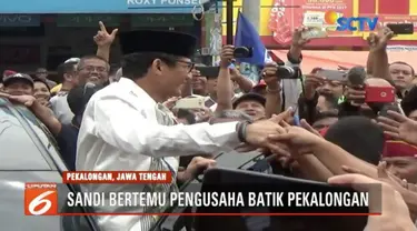 Sandiaga Uno safari politik dengan kunjungi pengusaha batik di Pekalongan, Jawa Tengah.
