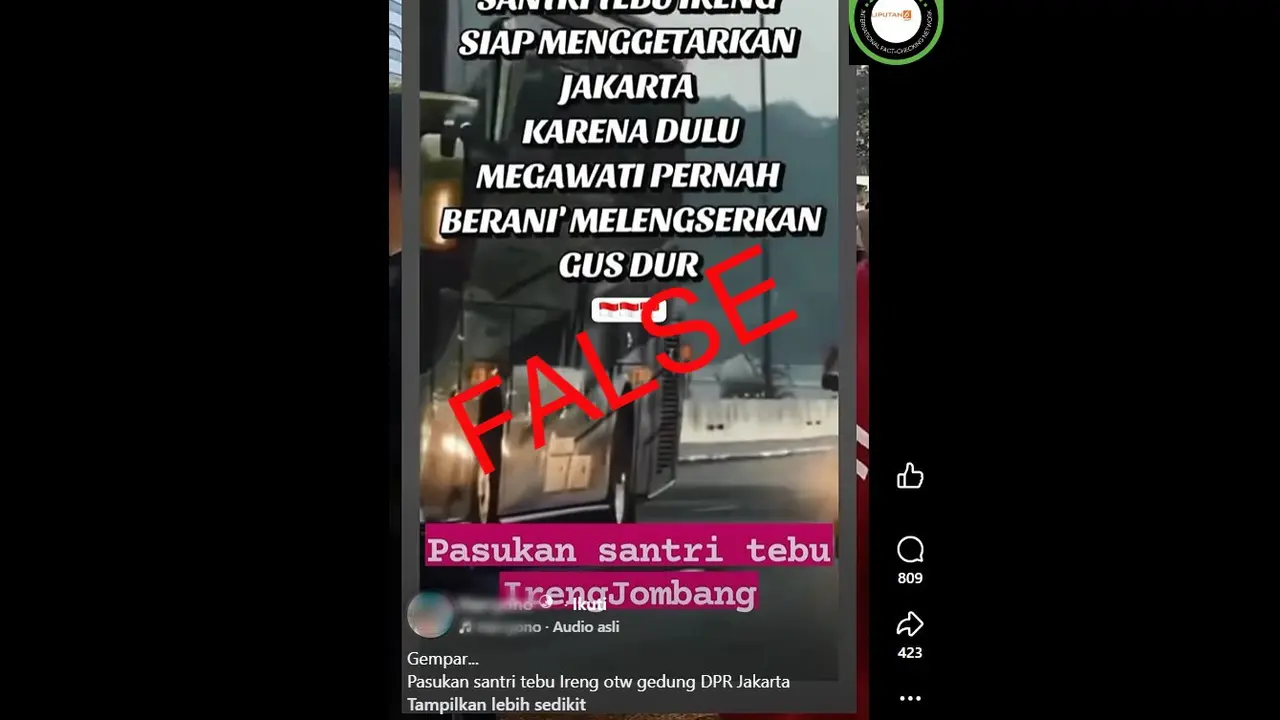 Tim Cek Fakta Liputan6.com menemukan postingan video yang mengklaim konvoi bus santri dari Pondok Pesantren Tebuireng, menuju gedung DPR, Jakarta.