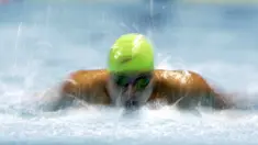 Seorang perenang memacu kecepatan saat Festival Akuatik Indonesia 2019 di Aquatic Center, Gelora Bung Karno, Jakarta, Kamis (25/4). FAI 2019 menjadi ajang untuk menyeleksi atlet jelang Olimpiade 2020. (Bola.com/Yoppy Renato)