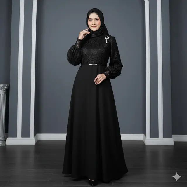 7 Model Gamis Hitam Lengan Balon yang Lagi Trend, Bikin Tampilan Elegan dan Berkelas