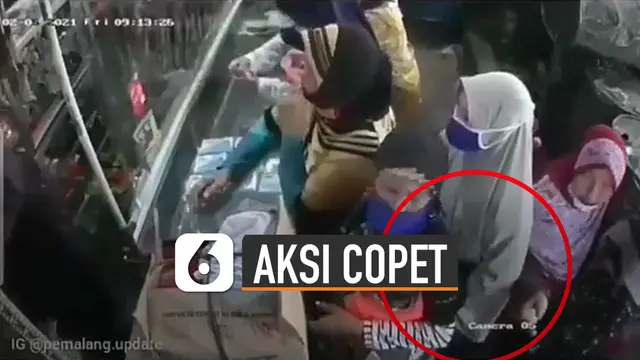 Bereda video emak-emak melakukan aksi copet di warung sembako terekam kamera CCTV.