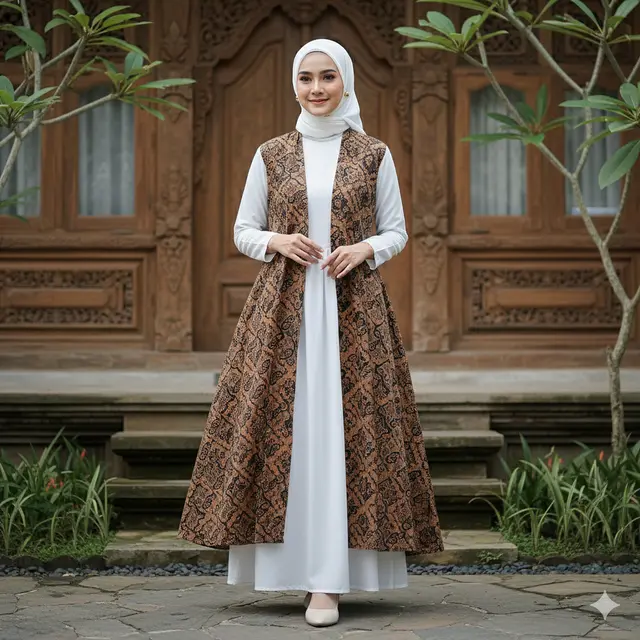 12 Model Outer Batik Panjang dengan Dress Polos untuk Kondangan Outdoor 2025, Elegan dan Nyaman Dipakai