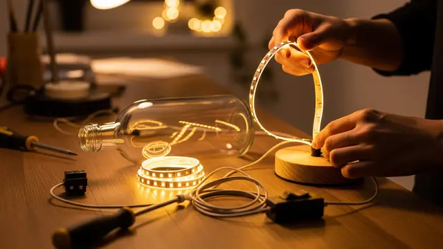 DIY Lampu Tidur dari Barang Bekas. Foto: AI Generated