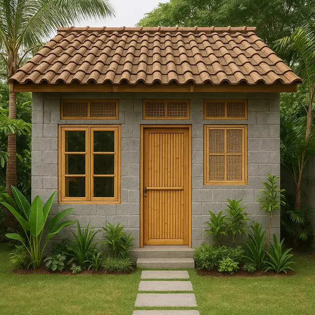 Model Rumah Kecil Tapi Cantik 4x6 Meter dari Batako dan Bambu