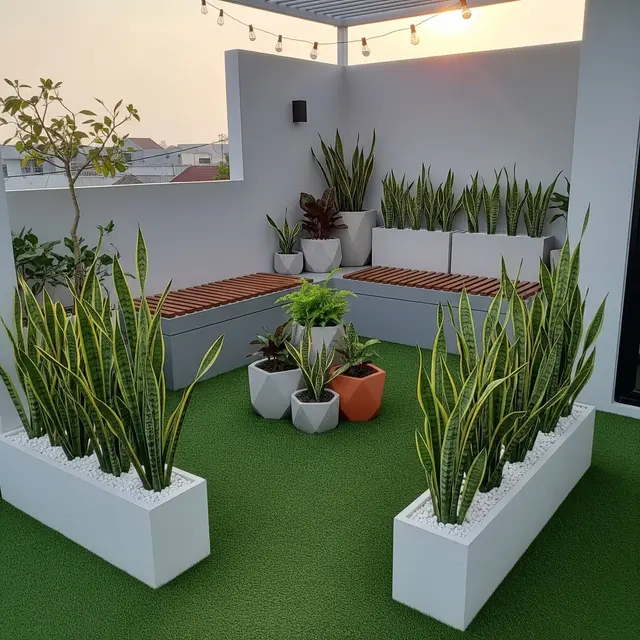 Desain Rooftop Garden Modern untuk Rumah Type 36 (Gemini AI)
