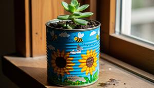 Ilustrasi Pot Dari Kaleng Bekas. (Gemini AI)