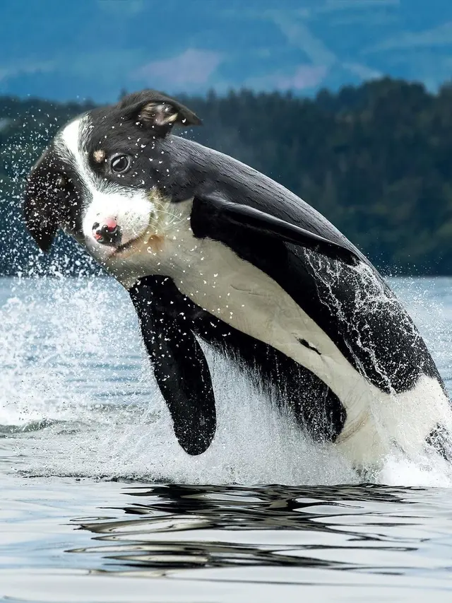 6 Editan Foto Orca Digabung Hewan Lain Ini Unik Banget, Bikin Takjub