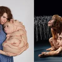 Kiri - Patricia Piccinini (b. Sierra Leone, 1965), The Bond (2016). Kanan - Patricia Piccinini (b. Sierra Leone, 1965), Kindred (2018). (Foto: Dokumentasi/Museum MACAN)
