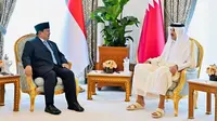 Prabowo Disambut Hangat Emir Qatar di Istana Amiri Diwan Doha