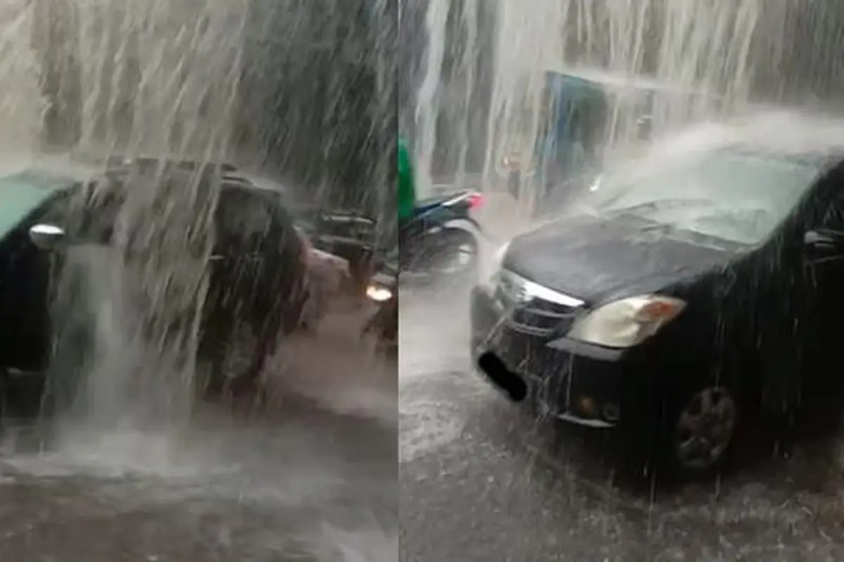Air terjun dadakan (TikTok/@guspur020275)
