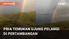 Pengguna TikTok temukan ujung pelangi di sebuah area pertambangan. Menurutnya, pelangi tersebut muncul setelah hujan deras