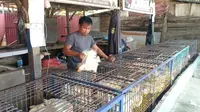Salah seorang pedagang ayam potong di Pasar Regional Mamuju