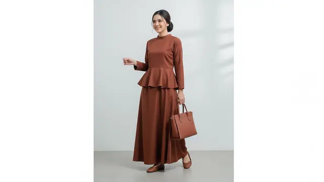 Model Baju Bridesmaid Coklat Mahogany Two Piece Set Minimalis