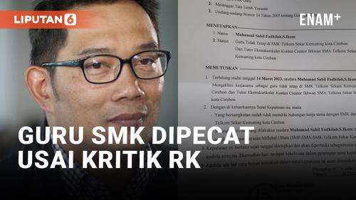 VIDEO: Ridwan Kamil Bela Guru SMK yang Dipecat Usai Berikan Kritik