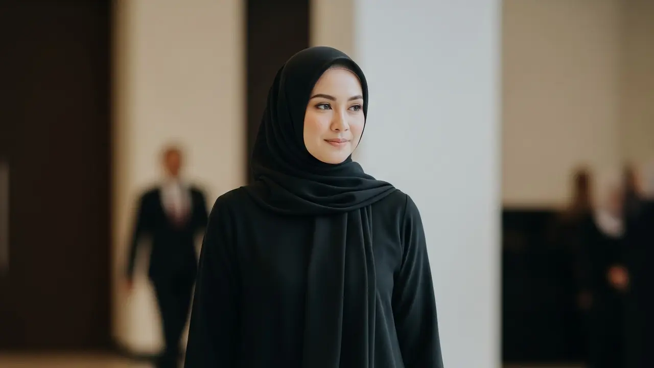 Model Gamis Hitam Polos Elegan untuk Acara Formal