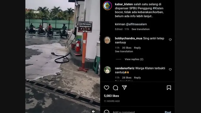 Viral video yang memperlihatkan bahan bakar minyak (BBM) di salah satu SPBU Pertamina bertumpahan ke sekitar dispenser.